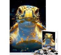 Rompecabezas de 1000 Piezas para Adultos Tortuga Marina con Brillo Dorado Animal decoración del hogar Juguetes Regalos de Amigo Secreto Juego práctico Entrena tu Cerebro y Tus Manos tamaño 38x52cm
