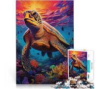 Rompecabezas de 1000 Piezas para Adultos Tortuga Marina de Onda sintética Hecho de cartón para Mayores de 14 años Difícil de completar Pero Divertido y Gracioso. Regalo de cumpleaños tamaño:26x38cm