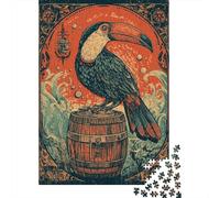 Rompecabezas De 1000 Piezas para Adultos Toucan Bird Barrel Art Print Rompecabezas para Adultos Juguetes Antiestrés para La Diversión Familiar Actividades Divertidas En Casa 38x26cm/1000pcs