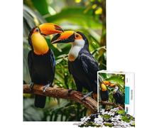 Rompecabezas de 1000 Piezas para Adultos Toucan Duo Iconic Blooms Juguete Intelectual Juego de ingenio análisis y lógica Regalos para Hombres y Mujeres (tamaño 38x26cm)
