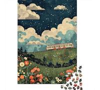 Rompecabezas De 1000 Piezas para Adultos Train Journey Through Flowers Rompecabezas para Adolescentes Juego De Ingenio Desafío Difícil Juego Desafiante Regalos 70x50cm/1000pcs