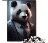 Rompecabezas de 1000 Piezas para Adultos, Traje de Oso Panda, Animal de Madera, decoración artística DIY Perfecta o Regalo de cumpleaños, 50x75cm para cumpleaños, Vacaciones, Navidad, Halloween