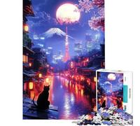 Rompecabezas de 1000 Piezas para Adultos Tranquilidad Nocturna en Tokio Rompecabezas para Adolescentes Juego de ingenio una Obra de Arte Juego desafiante Regalos (tamaño 38x26cm)