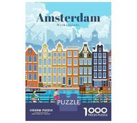 Rompecabezas De 1000 Piezas para Adultos Travel to Amsterdam Rompecabezas para Adultos Juego Práctico Decoración De Pared Regalos para Amigos Y Familiares 70x50cm/1000pcs