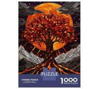 Rompecabezas De 1000 Piezas para Adultos Tree of Life Under A Full Moon Rompecabezas para Adultos Juego De Ingenio Una Obra De Arte Interacción Entre Padres E Hijos 38x26cm/1000pcs