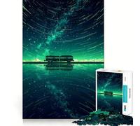 Rompecabezas de 1000 Piezas para Adultos Tren a través del Cielo Esmeralda Juego de Mesa de Corte preciso Regalo Ideal para Pasar el rato Escena navideña Arte (50x75cm)