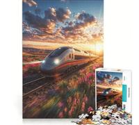 Rompecabezas de 1000 Piezas para Adultos Tren de Alta Velocidad al Atardecer Juego Interactivo para Padres e Hijos Toda la Familia 38x26cm