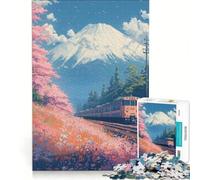 Rompecabezas de 1000 Piezas para Adultos Tren Entre cerezos en Flor Juego práctico difícil y desafiante Ideal para Decorar el Escritorio 38x52cm