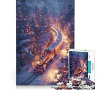 Rompecabezas de 1000 Piezas para Adultos: Tren navideño en un Bosque nevado, Juego de ingenio, Interesante para Reducir el estrés y Mejorar el Amor Entre Parejas 38x52cm
