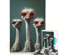 Rompecabezas de 1000 Piezas para Adultos Tres avestruces vestidas Juego práctico para aliviar el estrés Toda la Familia 38x26cm