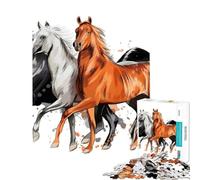 Rompecabezas de 1000 Piezas para Adultos Tres Caballos corren Diseño difícil y desafiante Juego práctico de Montaje Apto para Mayores de 14 años 38x26cm