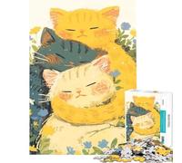 Rompecabezas de 1000 Piezas para Adultos Tres Gatos acurrucados Entre Flores Juguetes educativos Juegos Familiares Una Obra de Arte Un Gran Regalo para los Amantes de los Juegos (Tamaño 75x50cm)