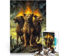 Rompecabezas de 1000 Piezas para Adultos Tres Perros del Infierno Juguete de desafío de Juego Educativo Decoración 75x50cm