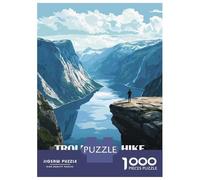 Rompecabezas De 1000 Piezas Para Adultos Trolltunga Hike Norway Landscape Art Rompecabezas Para Adultos Juguetes Antiestrés Carrera De Velocidad Manual Interacción Entre Padres E Hijos 38x26cm/1000pcs