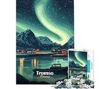 Rompecabezas de 1000 Piezas para Adultos Tromsø Noruega Aurora Boreal Juguetes adictivos para Cultivar la Paciencia Juego Educativo Actividades Familiares Obra de Arte Regalo (Tamaño 38x52cm)
