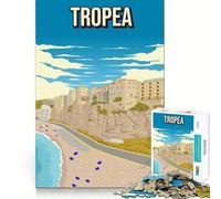 Rompecabezas de 1000 Piezas para Adultos Tropea Minimal Retro Italy Travel Poster Clean Cut Piece Thinking Skill Game Calm Time Fun Christmas Scene Art (50x75cm)