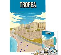 Rompecabezas de 1000 Piezas para Adultos Tropea Minimal Retro Italy Travel Poster Toy Juego Intelectual Juego Educativo Pero Divertido y humorístico Regalos de cumpleaños Tamaño 75x50cm