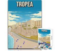 Rompecabezas de 1000 Piezas para Adultos, Tropea, Minimalista, Retro, Italia, póster de Viaje, Juguetes, Juegos educativos, Mejora la Memoria, Obra de Arte, Regalo, tamaño 38x26cm