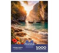 Rompecabezas De 1000 Piezas para Adultos Tropical Beach Paradise at Sunset Rompecabezas Juego De Ingenio Alivia El Estrés Cumpleaños 70x50cm/1000pcs
