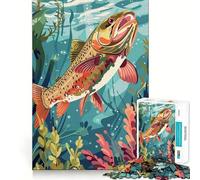 Rompecabezas de 1000 Piezas para Adultos Trucha en el Mundo Submarino Juego de ingenio para armar Regalo Ideal para Relajarse y Disfrutar en Navidad (38x52cm)
