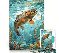 Rompecabezas de 1000 Piezas para Adultos Trucha marrón bajo el Agua,diseño de Corte preciso,Ideal para Resolver Problemas Divertido Juego para Pasar el rato Decoración navideña (50x75cm)