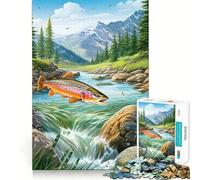 Rompecabezas de 1000 Piezas para Adultos Trucha, Pescador, Juguete Decorativo de construcción, Juego de Paz, Regalo de cumpleaños (50x75cm)