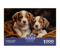 Rompecabezas De 1000 Piezas para Adultos Two Beagle Puppies on Brown Blanket Rompecabezas para Adolescentes Juego Familiar Desafío Difícil Gran Regalo para Jugar 52x38cm/1000pcs