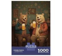 Rompecabezas De 1000 Piezas para Adultos Two Bears Drinking Beer at Bar Rompecabezas para Adultos Juegos Divertidos Regalo De Cumpleaños Diversión En Casa Actividades, 52x38cm/1000pcs