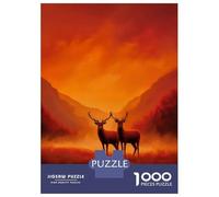 Rompecabezas De 1000 Piezas para Adultos Two Deer in A Fiery Landscape Rompecabezas para Adultos Juegos Divertidos Análisis Y Lógica Regalos para Amigos Y Familiares 70x50cm/1000pcs