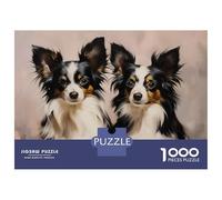 Rompecabezas De 1000 Piezas para Adultos Two Papillon Dogs Portrait Rompecabezas para Adultos Juegos De Relajación para La Diversión Familiar Interacción Entre Padres E Hijos 70x50cm/1000pcs