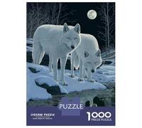Rompecabezas De 1000 Piezas para Adultos Two White Wolves Under Moonlight Rompecabezas para Adultos Juegos De Relajación Regalos para Mujeres Desafío Educativo 70x50cm/1000pcs