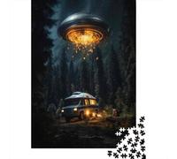 Rompecabezas De 1000 Piezas para Adultos UFO Abducting Camper Van Rompecabezas para Adultos Juguetes Antiestrés Carrera De Velocidad Manual Interacción Entre Padres E Hijos 70x50cm/1000pcs
