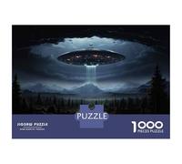 Rompecabezas De 1000 Piezas para Adultos UFO Over Mountain Range Rompecabezas para Adultos Juegos Relajantes El Montaje De Patrones 52x38cm/1000pcs