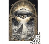 Rompecabezas De 1000 Piezas para Adultos UFO Over Pyramid Rompecabezas para Adultos Juegos Familiares Que Mejoran La Memoria Interacción Entre Padres E Hijos 38x26cm/1000pcs