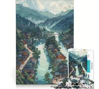 Rompecabezas de 1000 Piezas para Adultos Ukiyo E Town Juguetes antiestrés decoración del hogar Regalos de cumpleaños 38x52cm