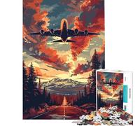 Rompecabezas de 1000 Piezas para Adultos Un avión en el Cielo Arte Vectorial Desafío Educativo Regalos para Mujeres Juego práctico para Mayores de 14 años 38x26cm