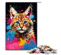 Rompecabezas de 1000 Piezas para Adultos Un bebé Lince rodeado de Salpicaduras Un montón de Ideas de Regalo de Juguetes educativos intelectuales y descompresores de Colores 75 x 50 cm