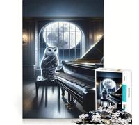 Rompecabezas de 1000 Piezas para Adultos: Un búho Pianista, Juego Imposible, Ideal para Relajarse intelectualmente, Decorar el Escritorio 38x26cm