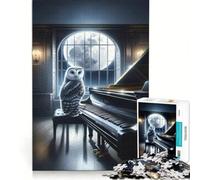 Rompecabezas de 1000 Piezas para Adultos: Un búho Pianista, Juguetes para armar, Actividades Divertidas en casa, cumpleaños y Navidad 38x52cm