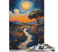 Rompecabezas de 1000 Piezas para Adultos. Un Camino Soleado Entre Flores Silvestres. Juego difícil y desafiante. 1000 Piezas (38 x 26 cm).