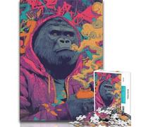 Rompecabezas de 1000 Piezas para Adultos, un chimpancé Ahumado difícil de superar, con Piezas aleatorias Que se entrelazan (tamaño 75x50cm)