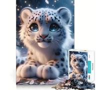 Rompecabezas de 1000 Piezas para Adultos Un Encantador Leopardo de Las Nieves Diversión con Piezas de Corte preciso Juego de lógica y Entretenimiento Escena navideña 38x26cm