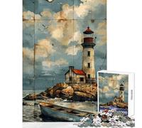 Rompecabezas de 1000 Piezas para Adultos un Faro Desgastado decoración del hogar Juguetes Regalo de cumpleaños para Juego Educativo con póster a Juego y Hoja de Trivia tamaño 38x26cm