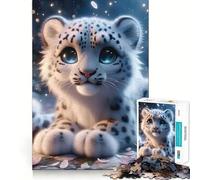 Rompecabezas de 1000 piezas para adultos Un hermoso leopardo de las nieves,piezas de corte limpio,actividad cerebral inteligente,diversión para momentos de calma,regalo artístico de cumpleaños 50x75cm