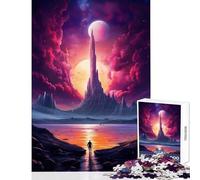 Rompecabezas de 1000 Piezas para Adultos: Un Hombre va a Las Torres de fantasía Juguetes de decoración del hogar Regalos para Mujeres y Hombres Juego de ingenio difícil y desafiante tamaño 38x52cm