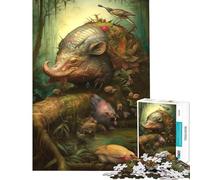 Rompecabezas de 1000 Piezas para Adultos Un jabalí Gigante Surrealista del Bosque Diversión en casa decoración del hogar Juguetes para Mayores de 14 años 38x26cm