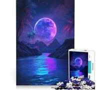 Rompecabezas de 1000 Piezas para Adultos: Un Mundo alienígena futurista con una Luna Vibrante Juguete Educativo, Ideal para Relajarse intelectualmente Perfecto como Regalo 38x52cm