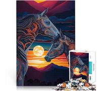 Rompecabezas de 1000 Piezas para Adultos un par de Caballos Desafío difícil para aliviar el estrés Cumpleaños 52x38cm