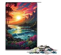 Rompecabezas de 1000 Piezas para Adultos: un paraíso psicodélico Colorido Junto al mar Un Juego desafiante una Obra de Arte Ideal para Adolescentes de 14 años en adelante (tamaño 75 x 50 cm)