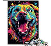 Rompecabezas de 1000 Piezas para Adultos. Un Perro Travieso Feliz. Rompecabezas Imposible para Adultos. Tamaño 26x38cm. Ideal para decoración y Regalo de acertijos.